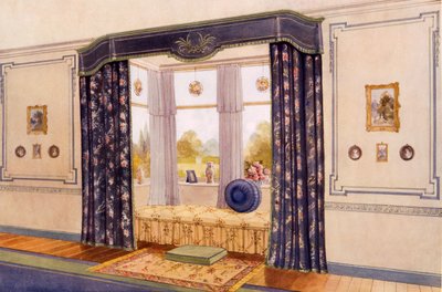 Window seat encased by luxurious draperies, early 20th century by Richard Goulburn Lovell